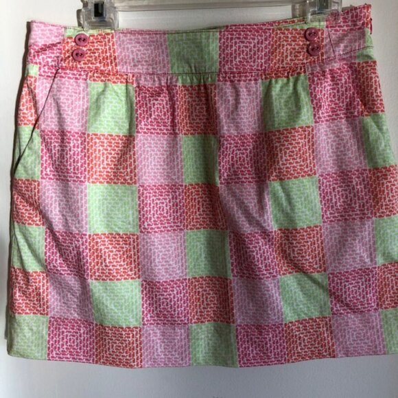 VINEYARD VINES Logo Whale Patchwork Skirt Button Accent Side Zip 6 - Picture 4 of 14